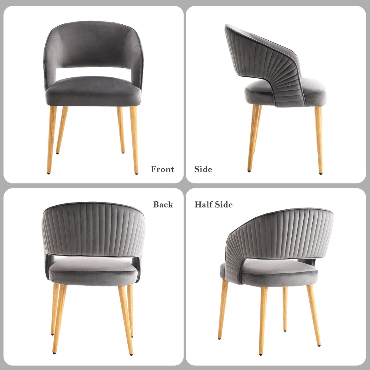 younturn Modern Velvet Upholstered Dining Chairs Set of 2, Comfortable Padded Kitchen Chairs with Armrests
