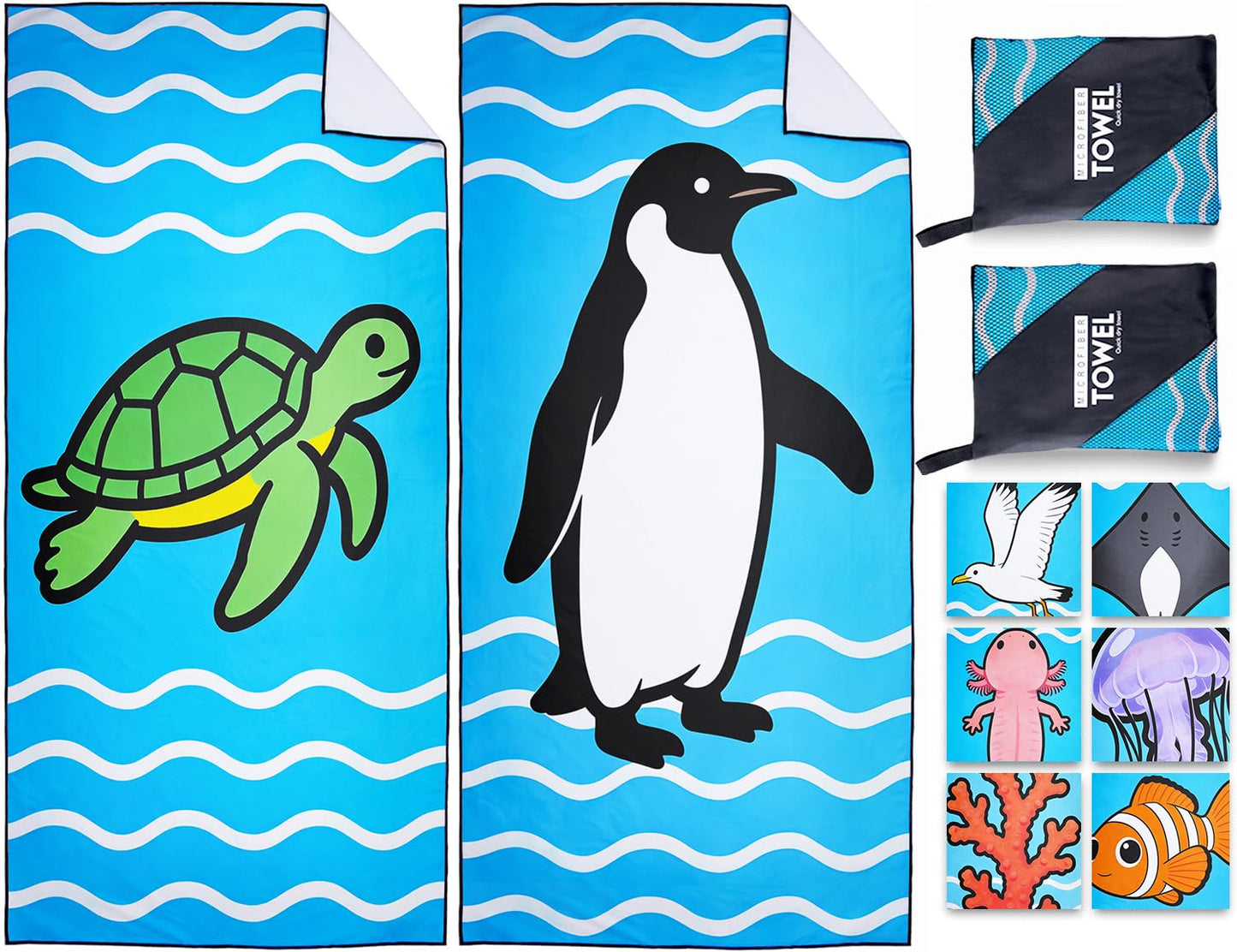 Violetpos 2 Pack Extra Large 180x90 cm Beach Towels, 250GSM Premium Microfibre, Sand Free Quick Dry Lightweight
