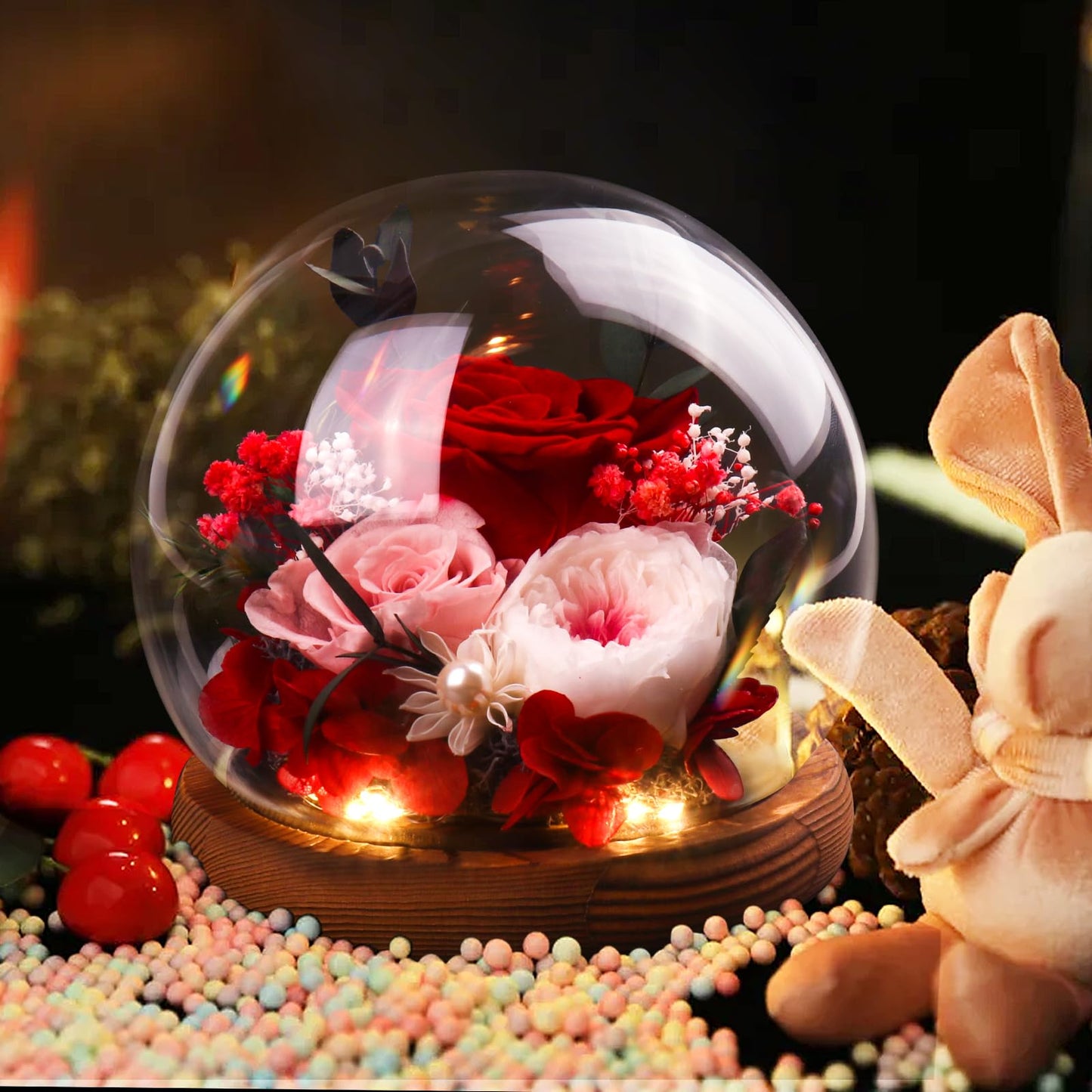 Gifts for Mother, Preserved Eternal Rose in Glass Dome, Real Flowers Gifts for Women, Forever Love Gifts for Mum Wife Girlfriend, Birthday for Her,