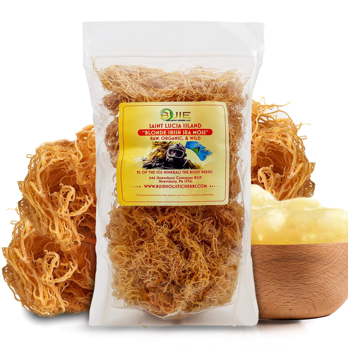 Golden Irish Sea Moss | Wildcrafted from St. Lucia | 110g Makes ~1.7L Sea Moss Gel | 100% Natural, Raw & Sun-Dried | Dr. Sebi Inspired, Nutrient-Rich