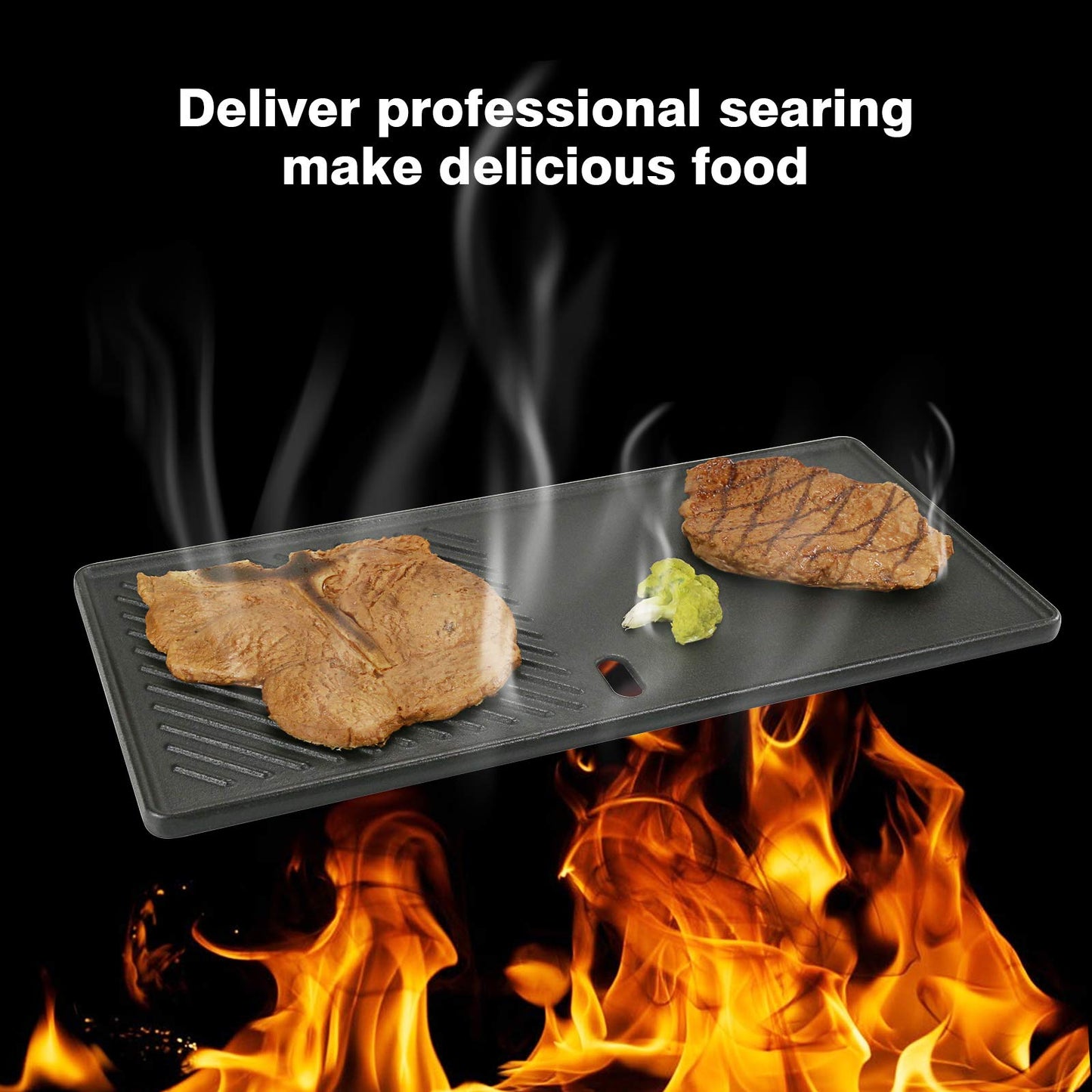 GFTIME 43 x 62.5cm Cast Iron Grill Grates & Grill Plate Griddle for Enders Boston 3, Enders Monroe Pro 3, Charbroil, Kenmore, Landmann, Broil King Gas
