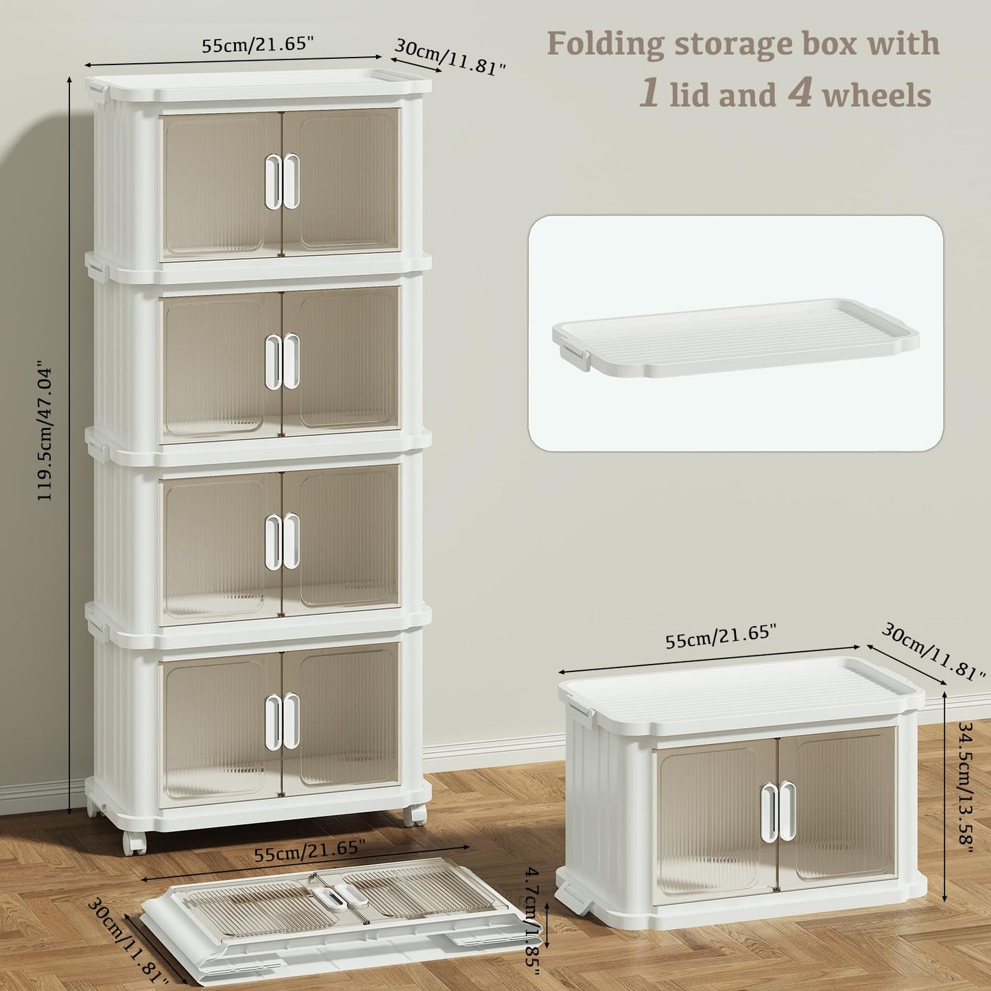 Stackable Plastic Storage Boxes with Lids White Storage Box on Wheels