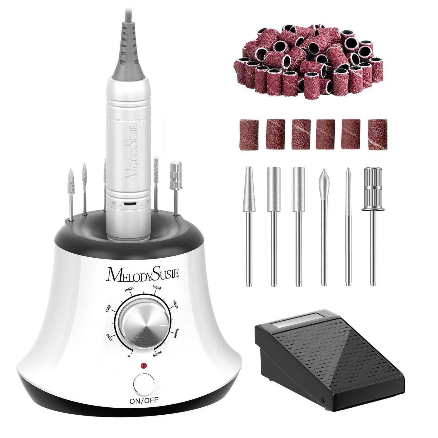 MELODYSUSIE Scarlet Nail Drill 30000RPM, Professional Low Noise, Low Vibration, Electric Nail Files, Nail Drill for Acrylic Nails and Gel Nails,
