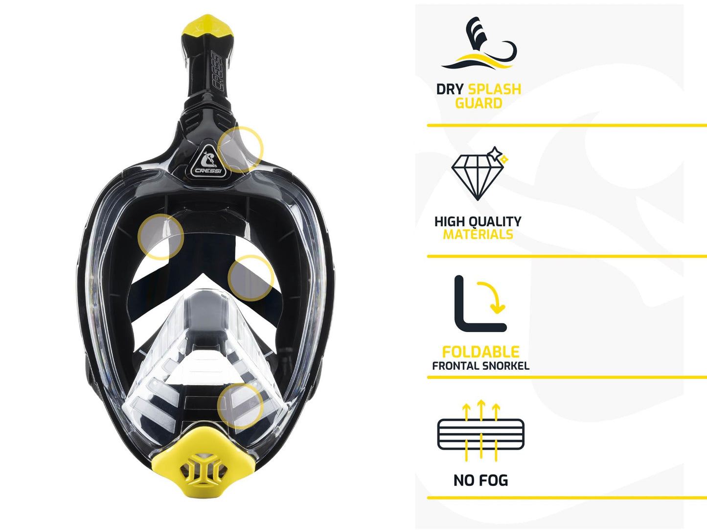 CRESSI Bali Full Face Mask Black/Blue L/XL - Unisex Integral Snorkel Mask, Anti Fog Clear Lens, 100% Silicone, Dry Snorkel with Float Valve, Action