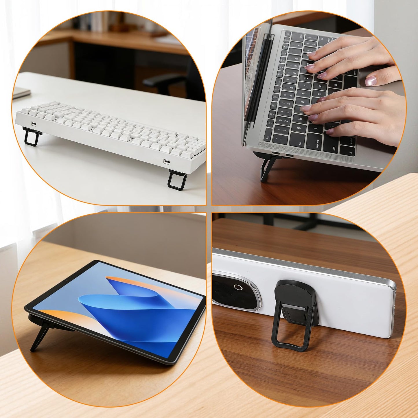 2PCS Plastic Mini Foldable Laptop Stand, Foldable Computer Keyboard Riser with 2 Adjustable Angles Portable Self-Adhesive Notebook Holder Lightweight