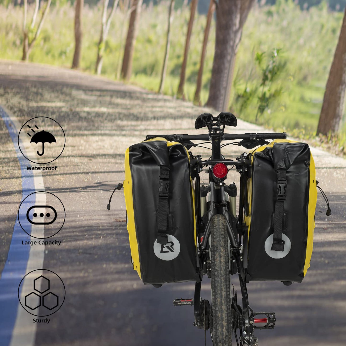 ROCKBROS Bike Pannier Bag 25L-32L 100% Waterproof Rear Rack Bike Bag Bicycle Bag for Rear Carrier Bike Handbag for Cycling Touring Travelling