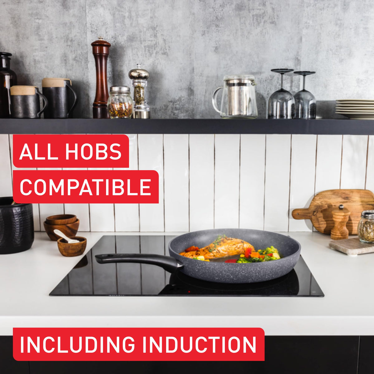 TEFAL Healthy Cook ON Induction 5PC Set (Saucepan 16/18/20 + lids, Frying pan 24/28cm)