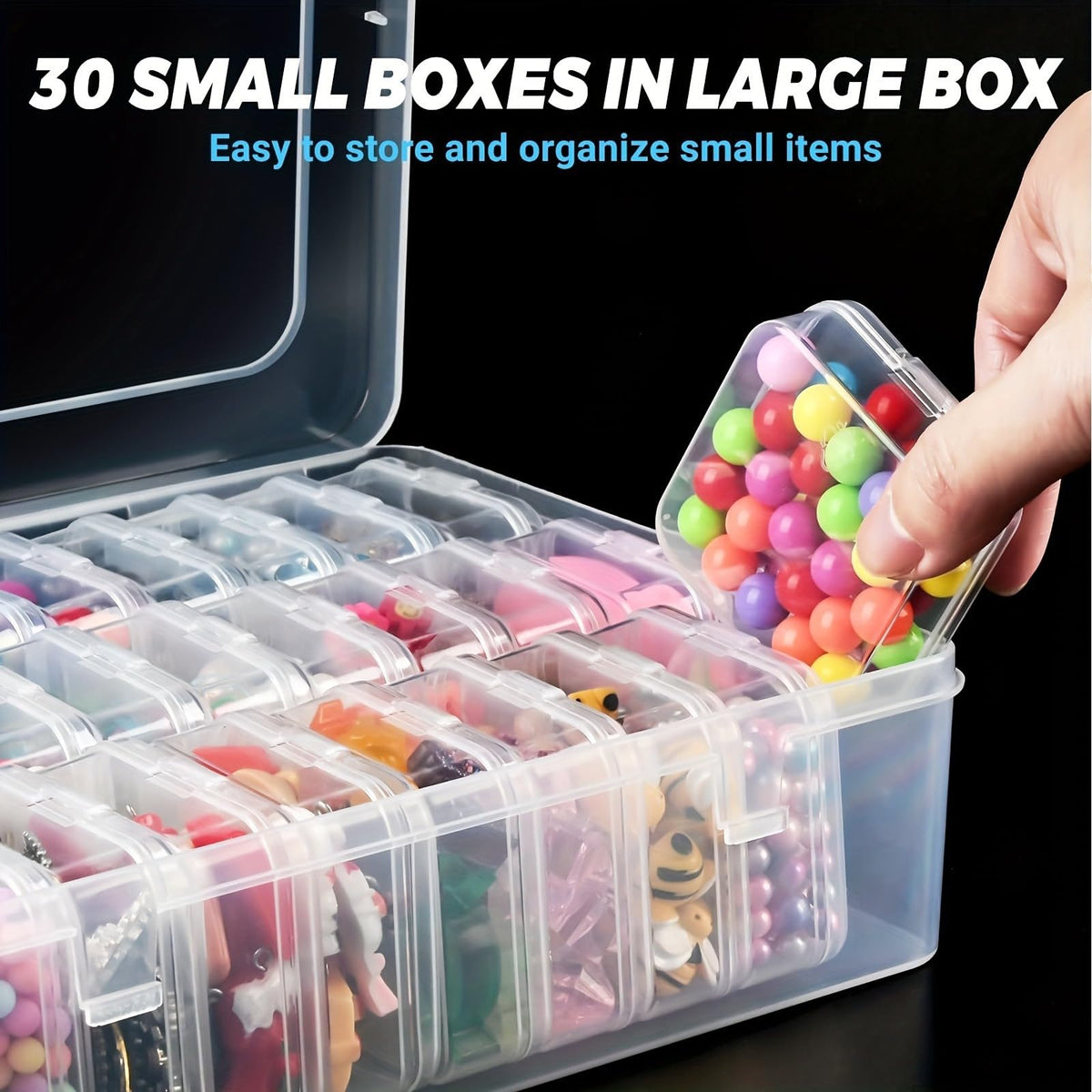 Bead Storage Box, Small Storage Box with Lid, Transparent Bead Organiser