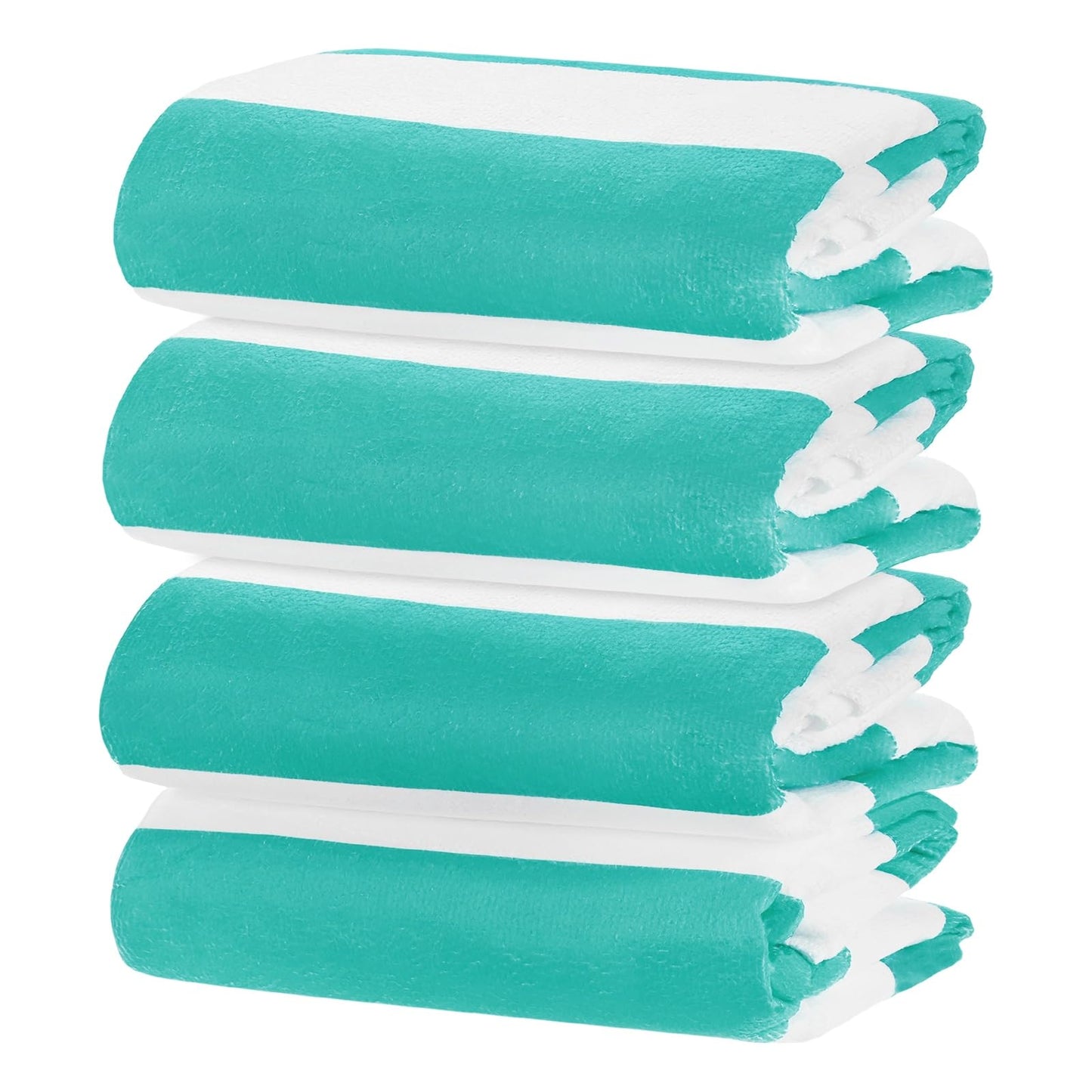 M METERXITY 4-Pack Large Stripe Beach Towels 30x60in Turquoise