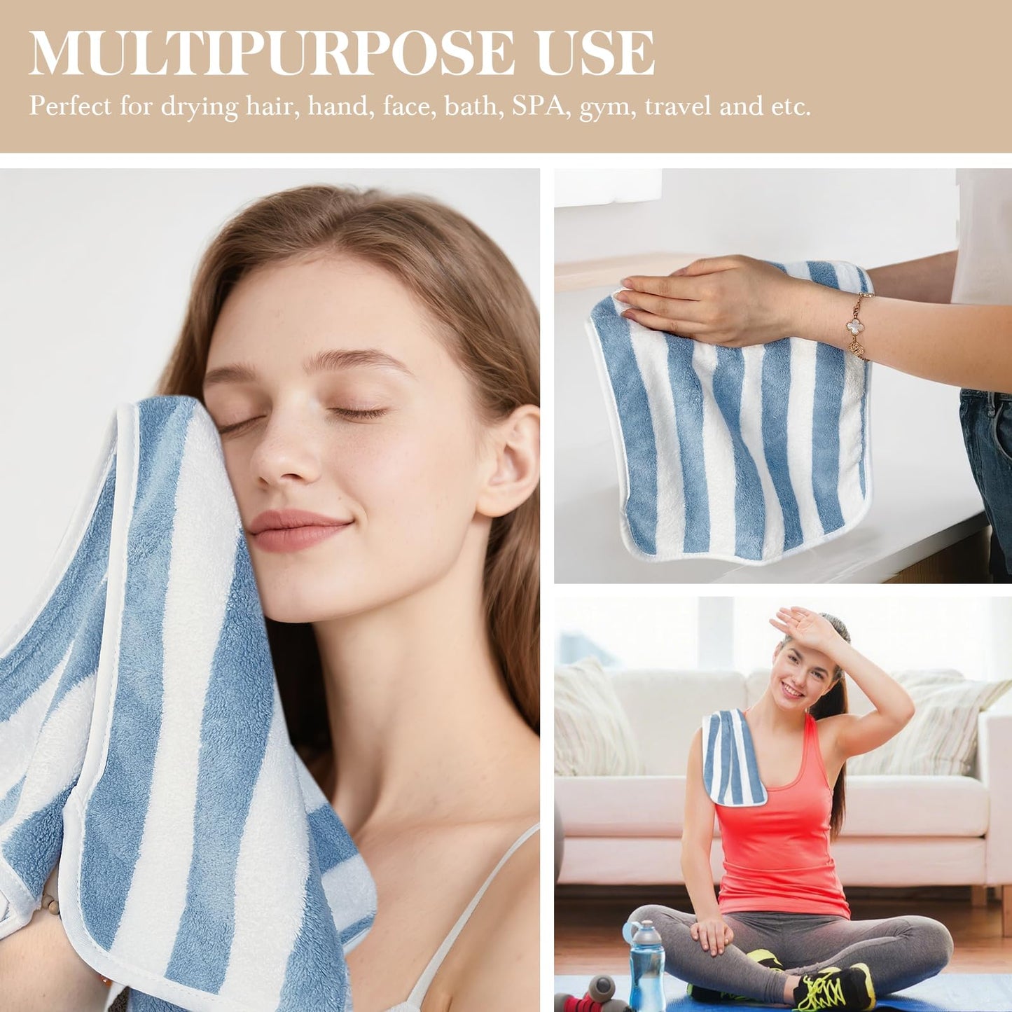 KinHwa Microfibre Soft Hand Towels for Bathroom Abosorbent Small Guest Towels Thick Face Towels 30cm x 50cm Fast Drying Washcloth for Bath, Spa