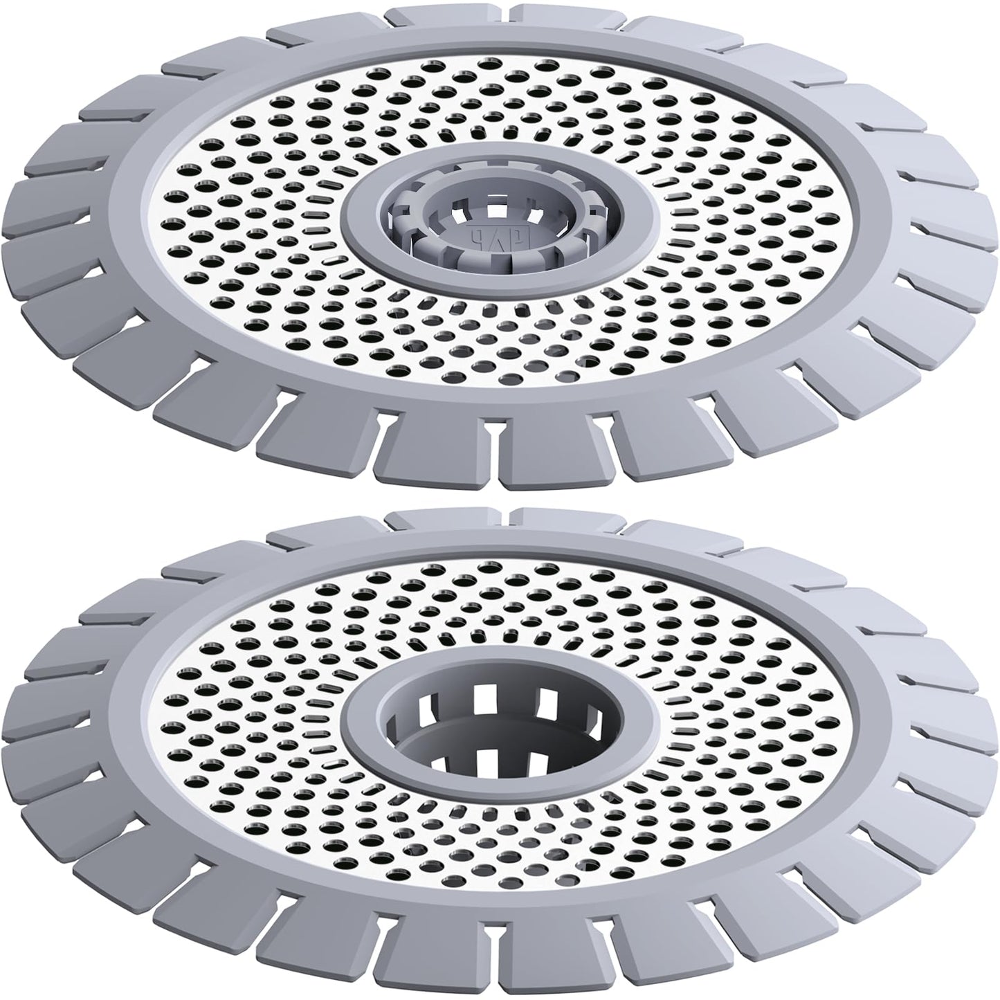 qAp quality art Practical Stainless Steel and Silicone (Cool Grey) 4.3inch Good Grips Easy Clean Shower Drain Protector, Shower Drain Hair Catcher