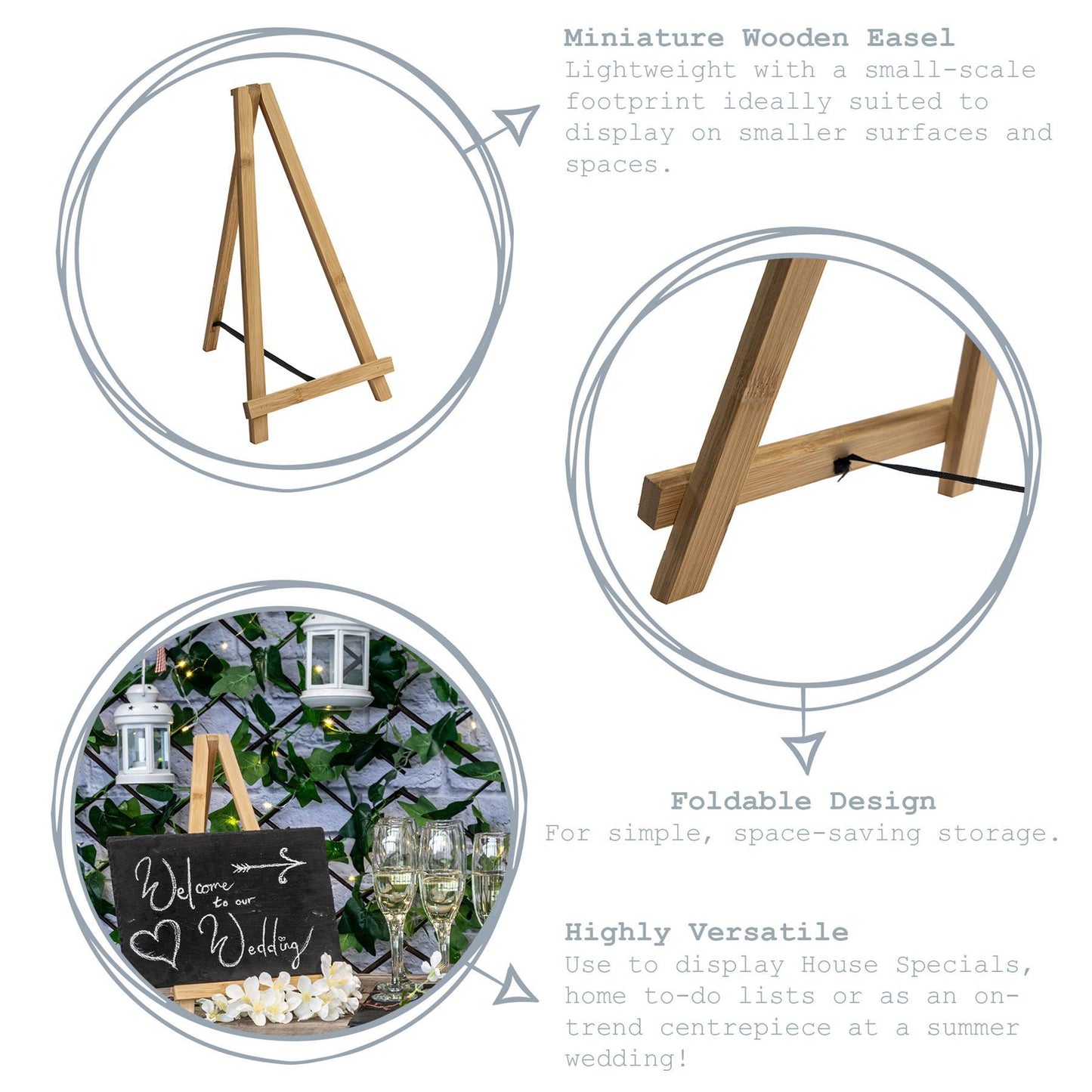 2pc Wooden Table Easel & Picture Frame Set