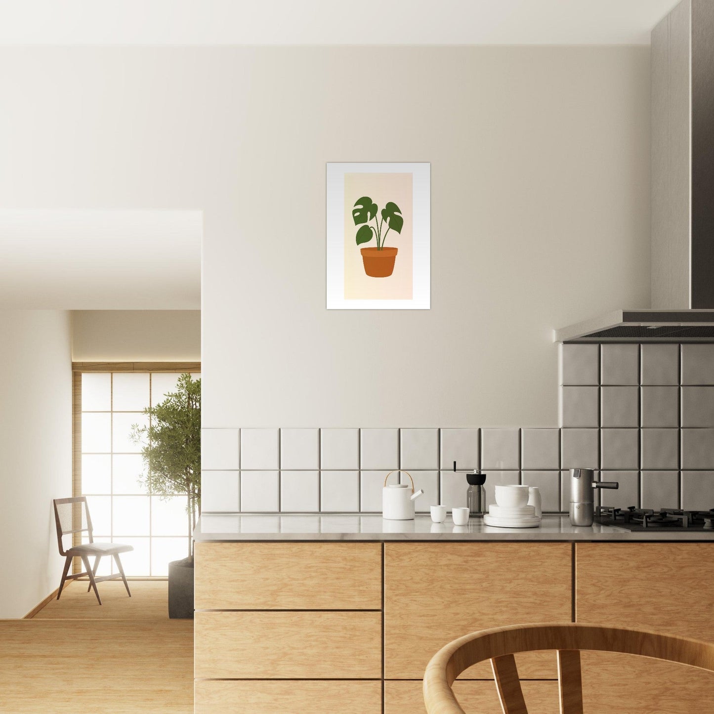 Minimalist Monstera Plant Print – Boho Botanical Wall Art