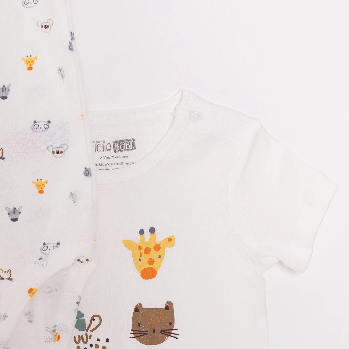 HelloBaby Unisex Baby Short Sleeve Bodysuit 2 pcs - Ecru