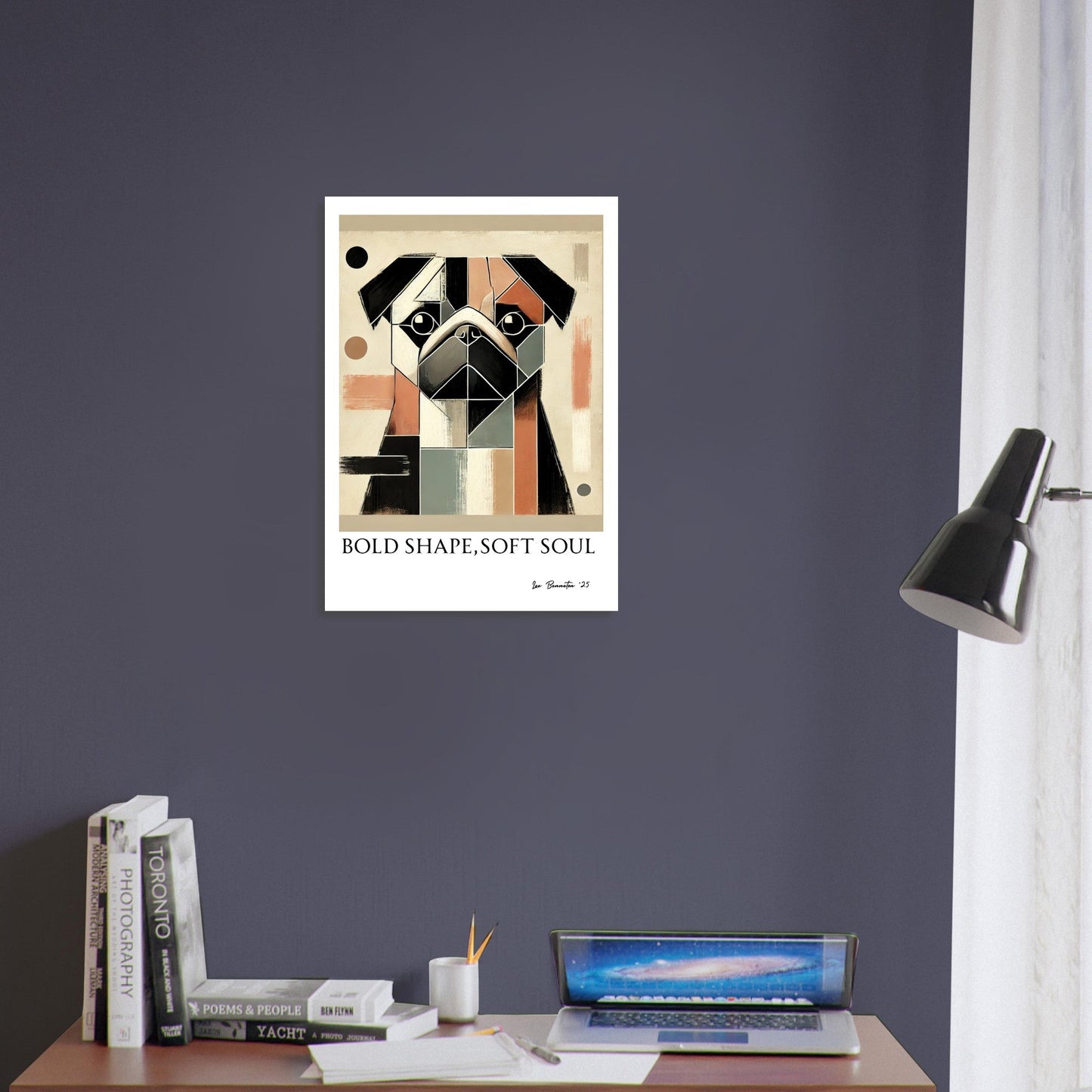 Modern Abstract Pug Poster – Geometric Dog Wall Art | “Bold Shape, Soft Soul”