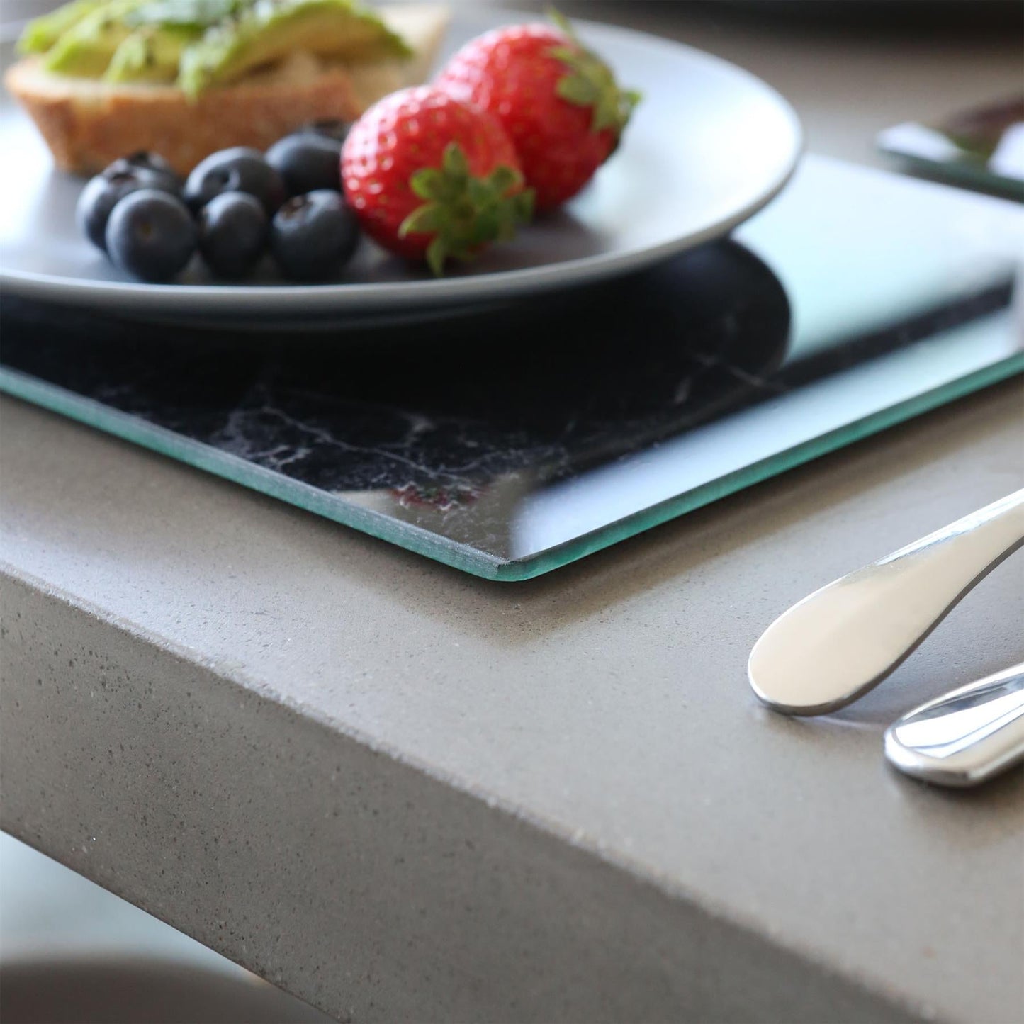 12pc Rectangle Glass Placemats & Round Coasters Set - 30cm x 20cm - Marble