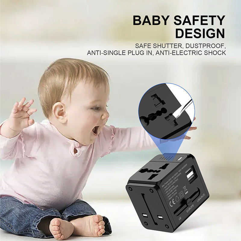 Multi-function Travel Charger Dual USB Port Universal Adapter