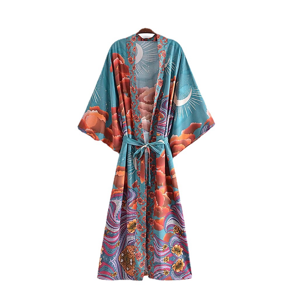 Premium Green Kimono Robe - Luxury Satin Dressing Gown for Women