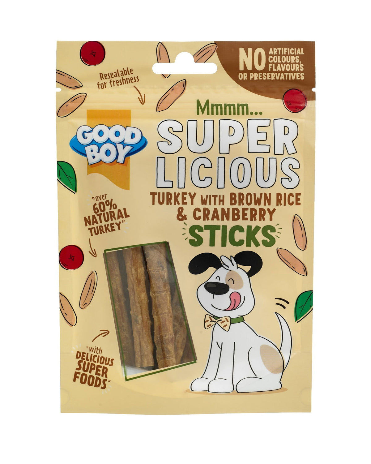Good Boy Turkey with Brown Rice and Cranberry Sticks 70g - Case of 14