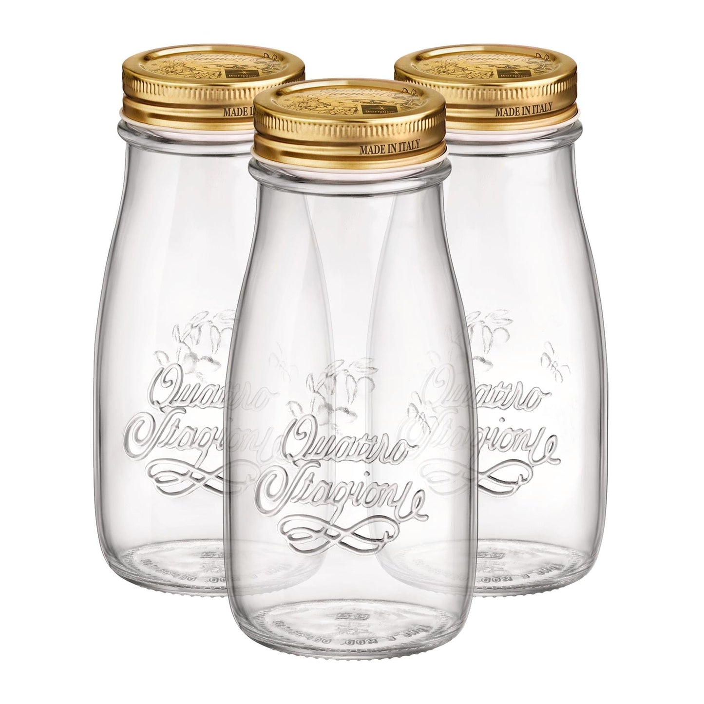 400ml Quattro Stagioni Glass Bottles with Screw Top Lid - Pack of 3