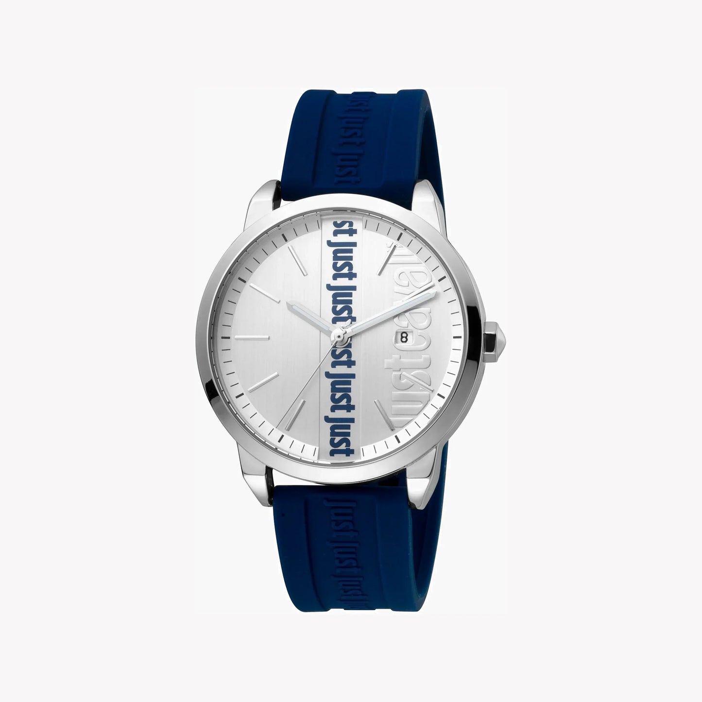 Just Cavalli Men's Blue Silicone Watch, Silver Dial | Jc1g141p0025