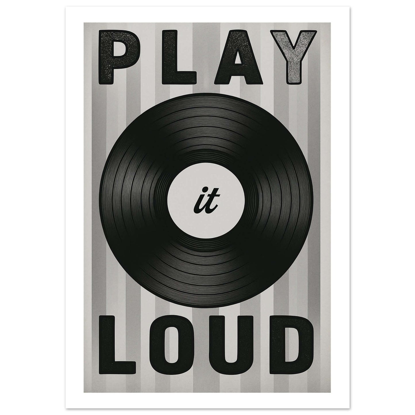 Play It Loud Vinyl Record Wall Art – Retro Music Poster for Studio & Home Decor