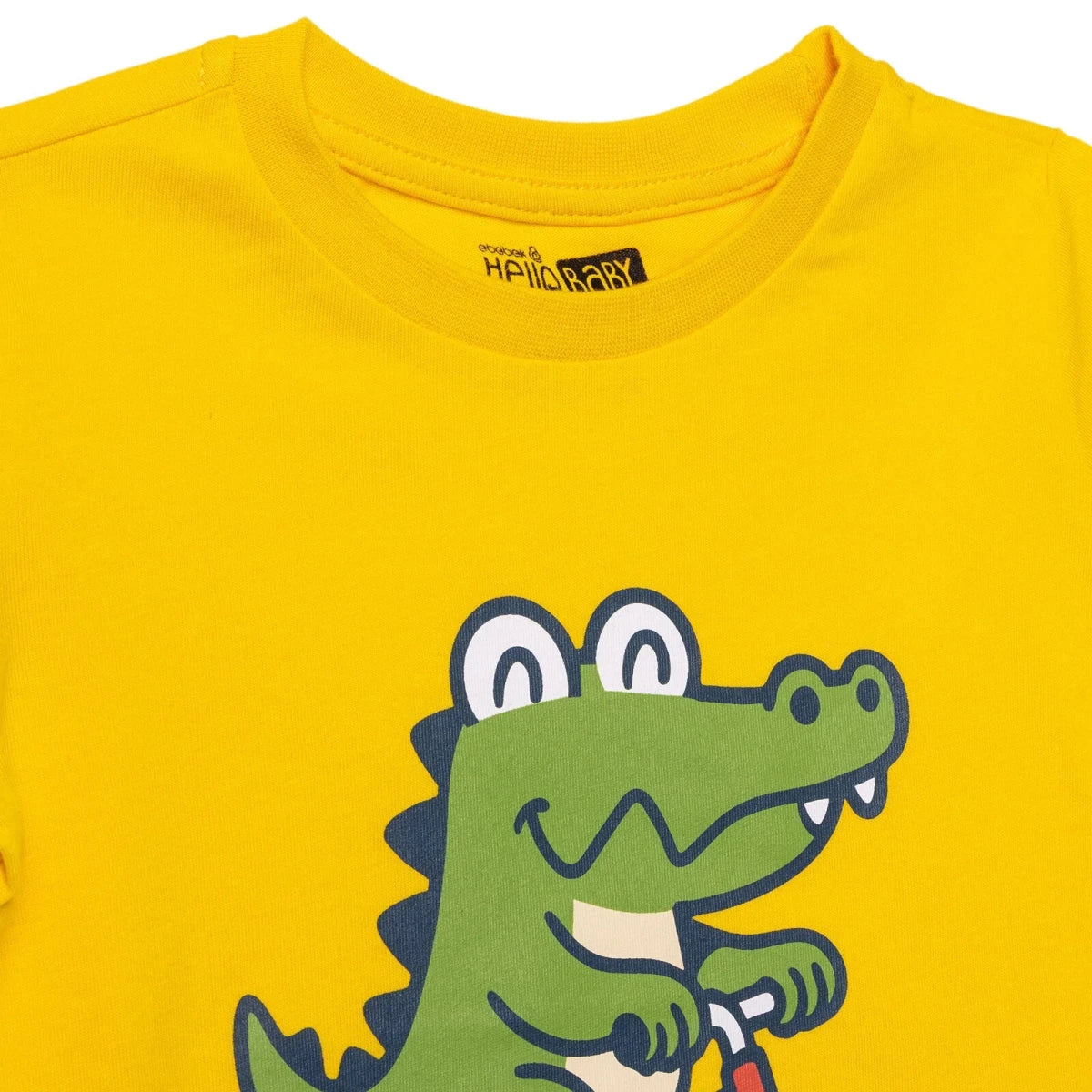 HelloBaby Boys T-shirt Animal Print Crew Neck Short Sleeve - Yellow