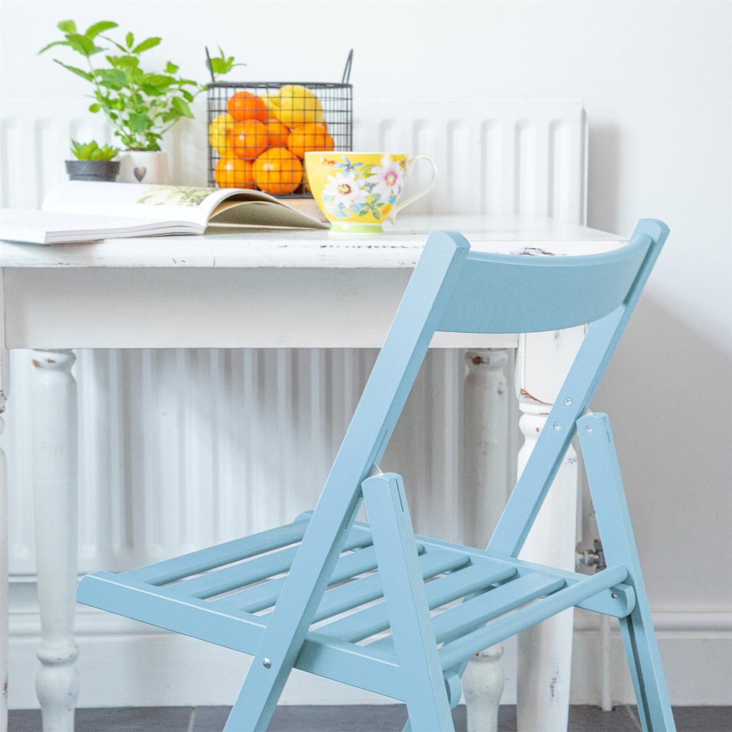 Light Blue Beech Wood Folding Chair
