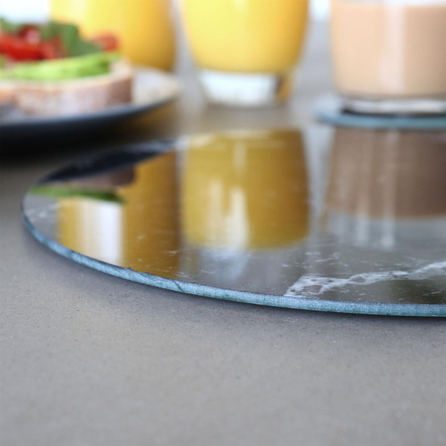 12pc Round Glass Placemats & Square Coasters Set - 30cm - Marble