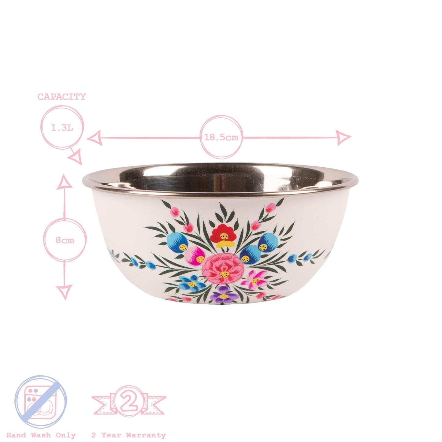 3pc Pansy Stainless Steel Picnic Bowl Set