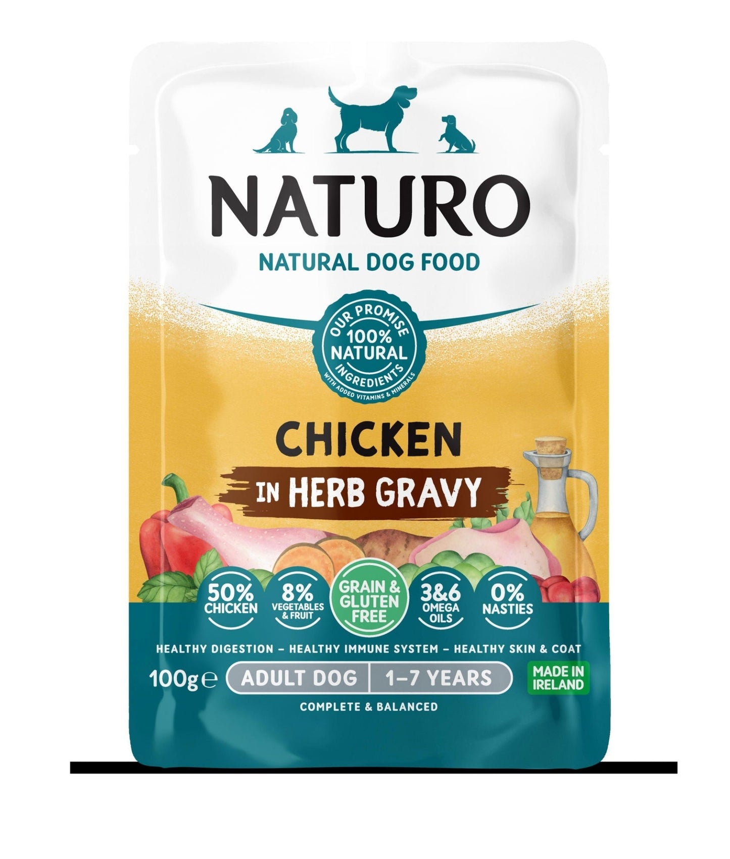 Naturo Adult Grain and Gluten Free Chicken in Herb Gravy 100g - Case of 12