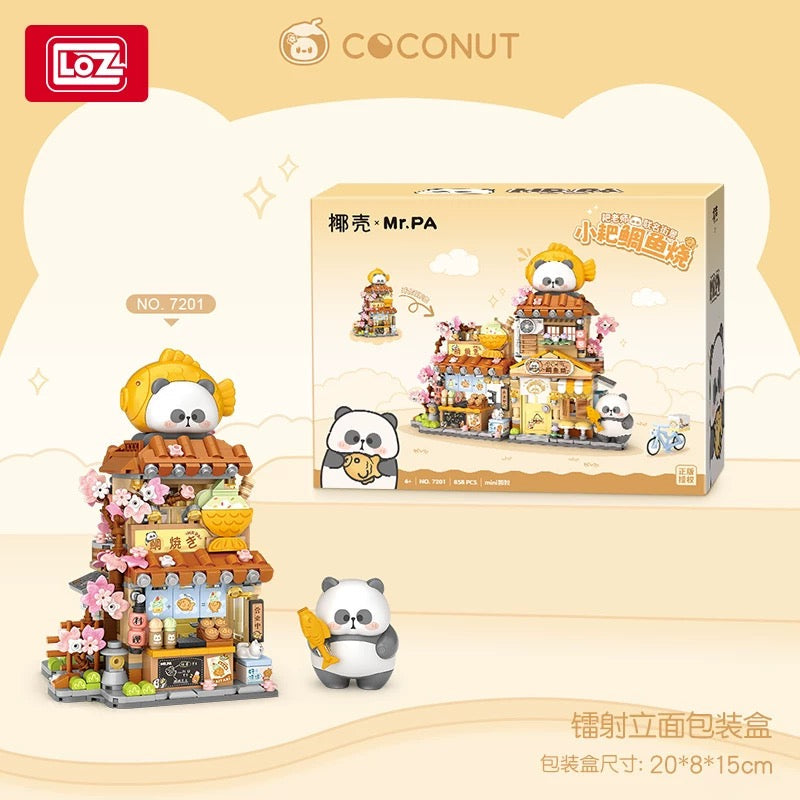 LOZ MR. PA Xiaoba Taiyaki Panda House Shop 7201