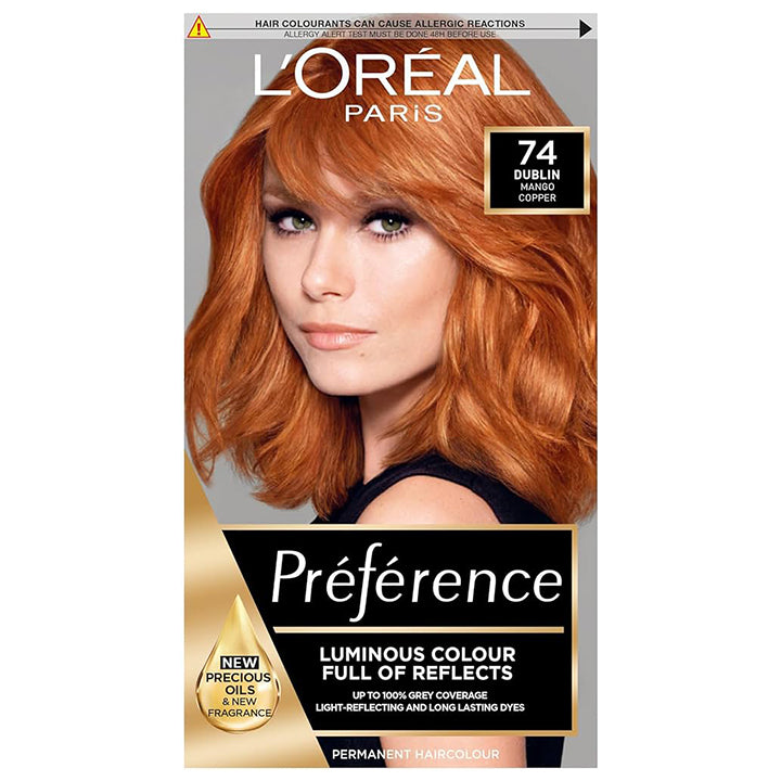 L'Oréal Préférence 74 Mango Copper Luminous Permanent Hair Colour for Radiant Shine
