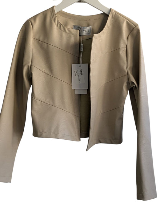 Cropped Faux Leather Jacket – Pink or Stone