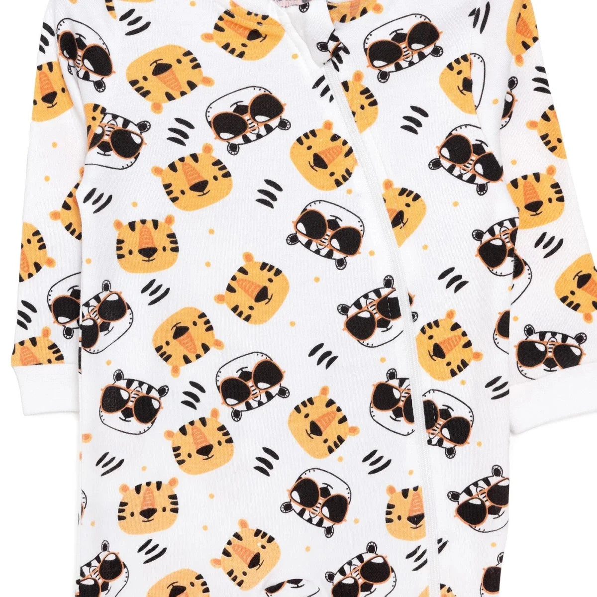 HelloBaby Boys Romper Zip-up Crew Neck Long Leg Long Sleeve - Ecru
