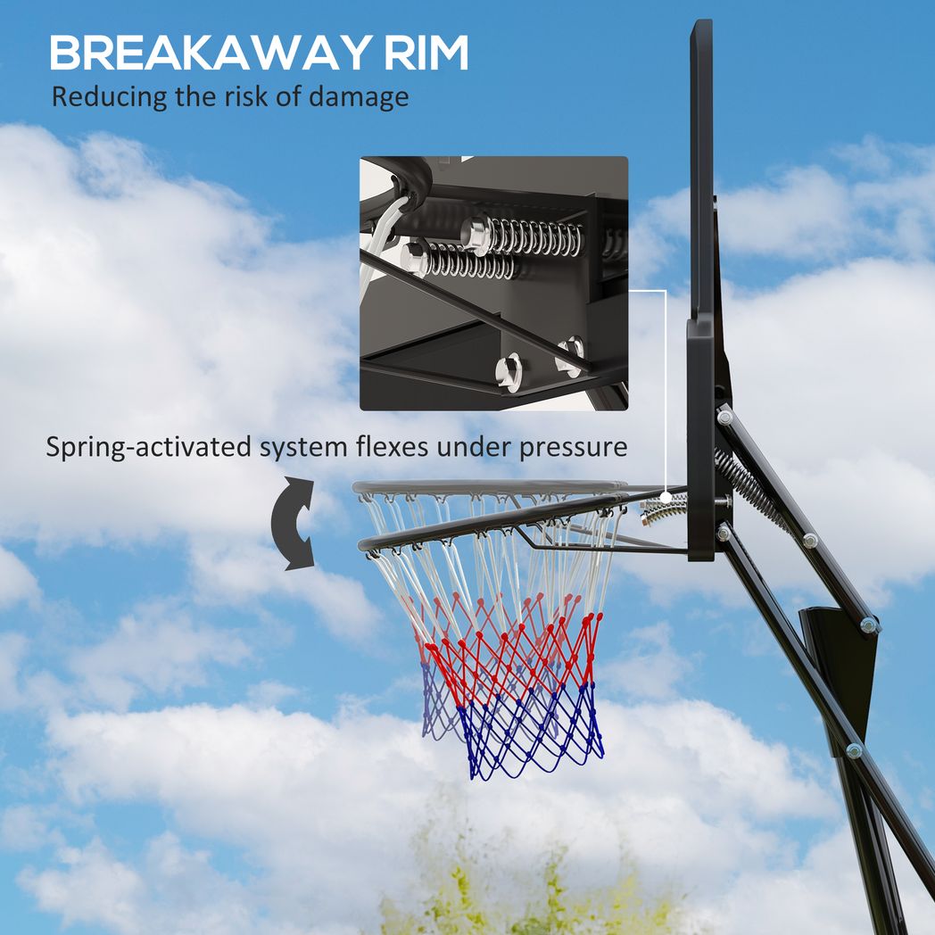 SPORTNOW 2.45-3.05m Portable Basketball Hoop and Stand with Wheels