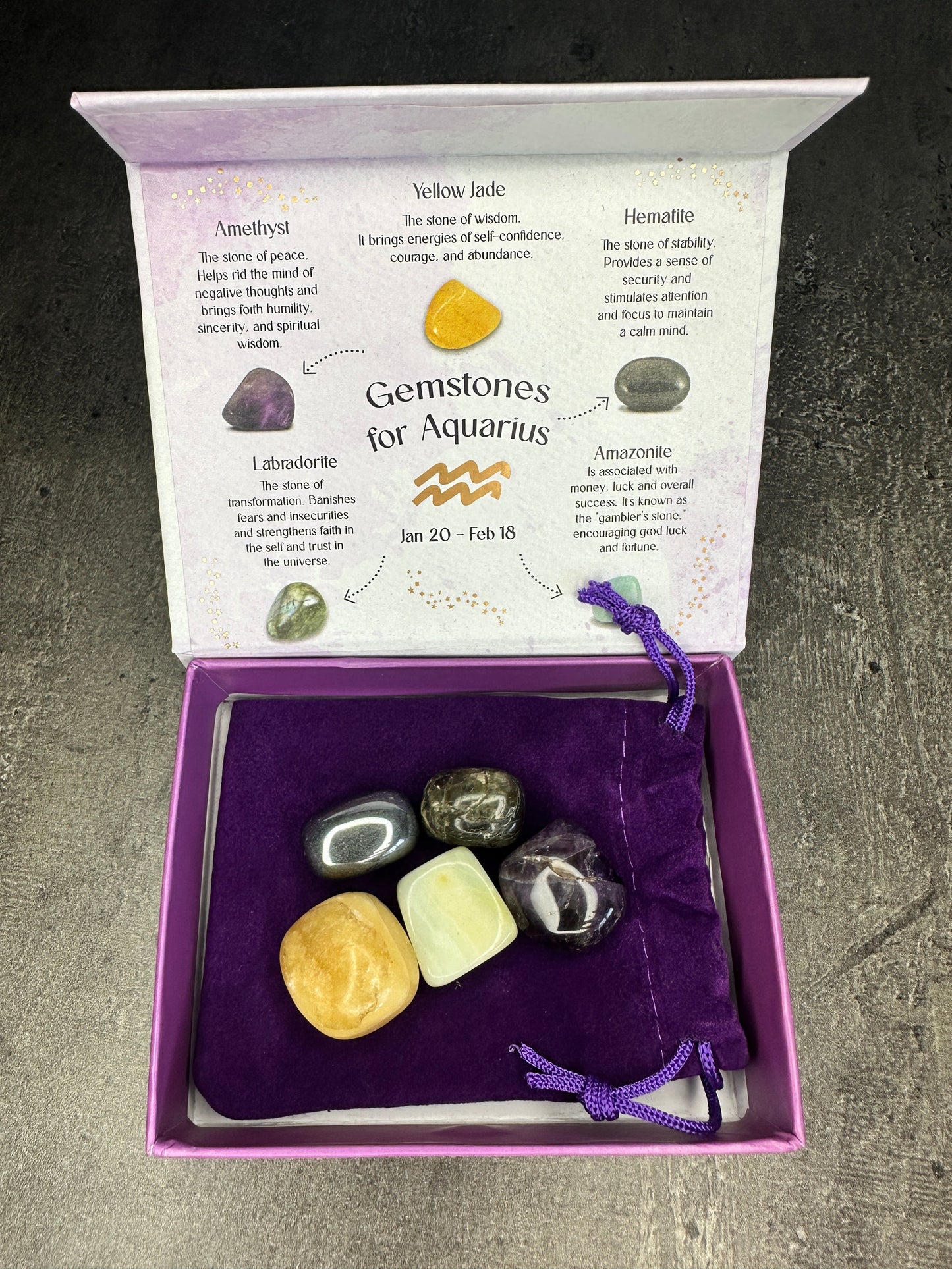 Aquarius crystal tumblestone gift set - Bundle