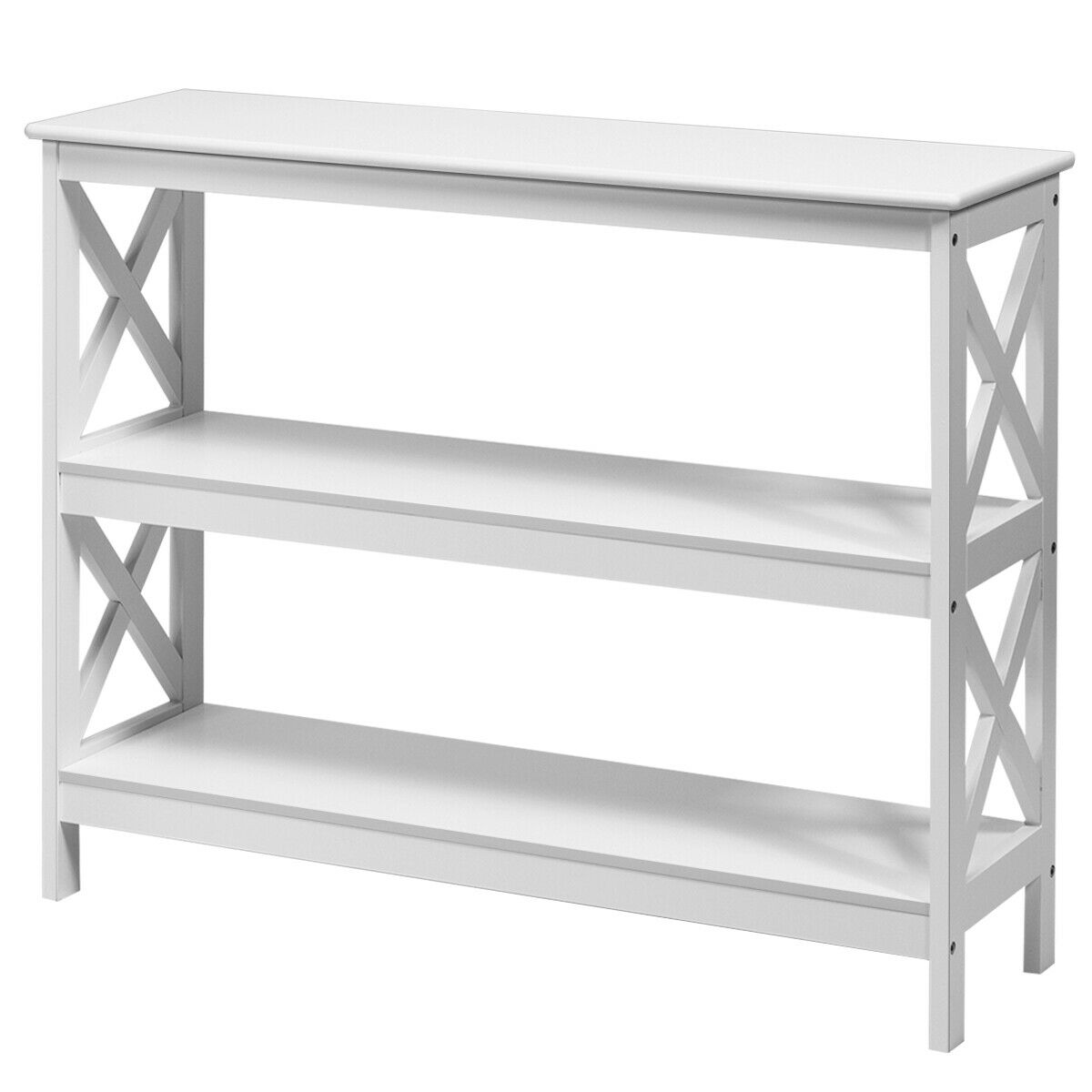 Industrial 3-Tier Console Table with Storage Shelf-Brown