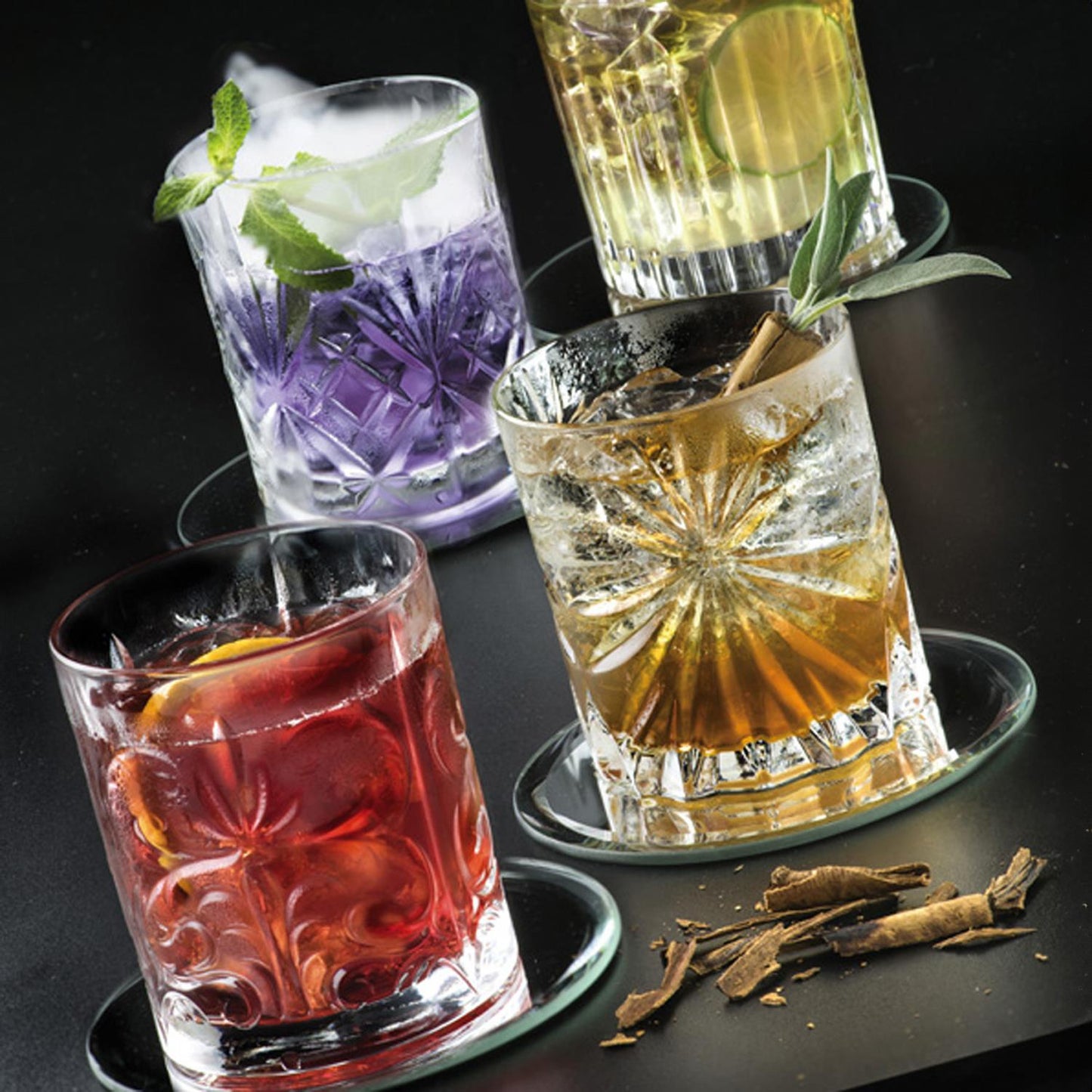 4 Piece Crystal 340ml Mixology Whisky Glass Set