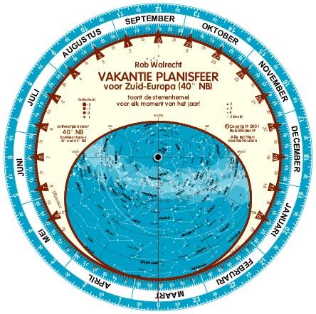 Dutch 'Holiday' Planisphere for 40¬∞ North