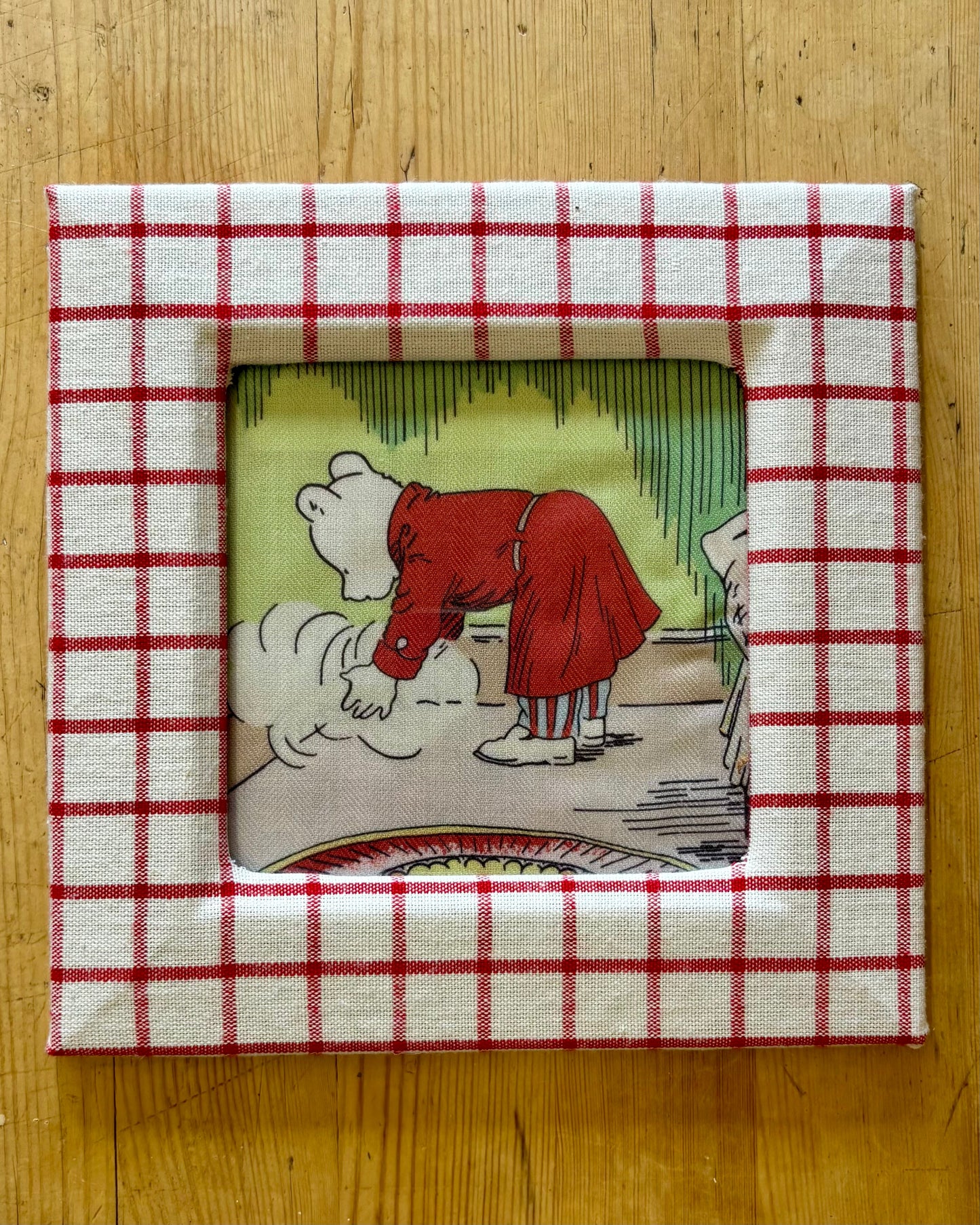 Set of 3 Vintage Rupert Bear Framed Linen Pictures