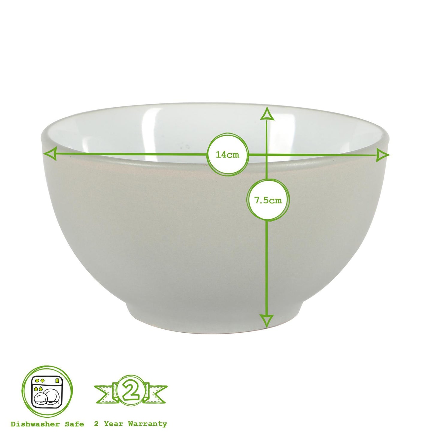 14cm Stoneware Cereal Bowls - Pack of Six