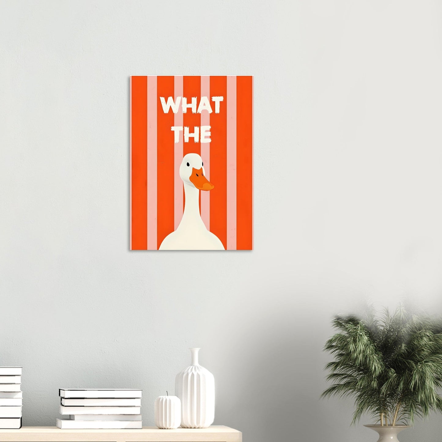 What The Duck: Funny Minimalist Animal Poster - Bold Stripes & Whimsical Design
