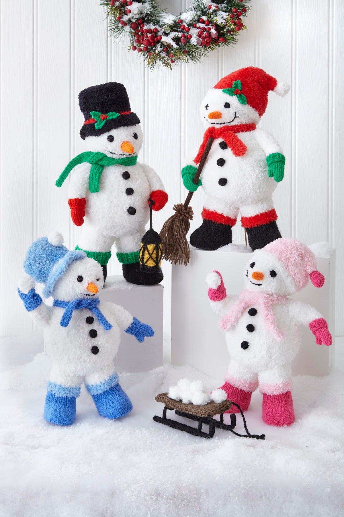 King Cole Christmas Knitting Pattern Truffle Glitz Small & Large Seasonal Snowmen (9182)