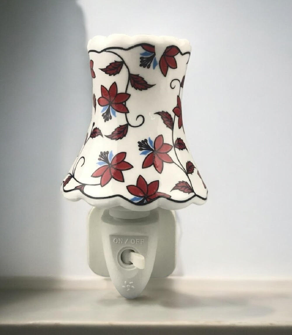 8 INCH FLORAL LED NIGHTLIGHT DARK RED WITH  VINES
