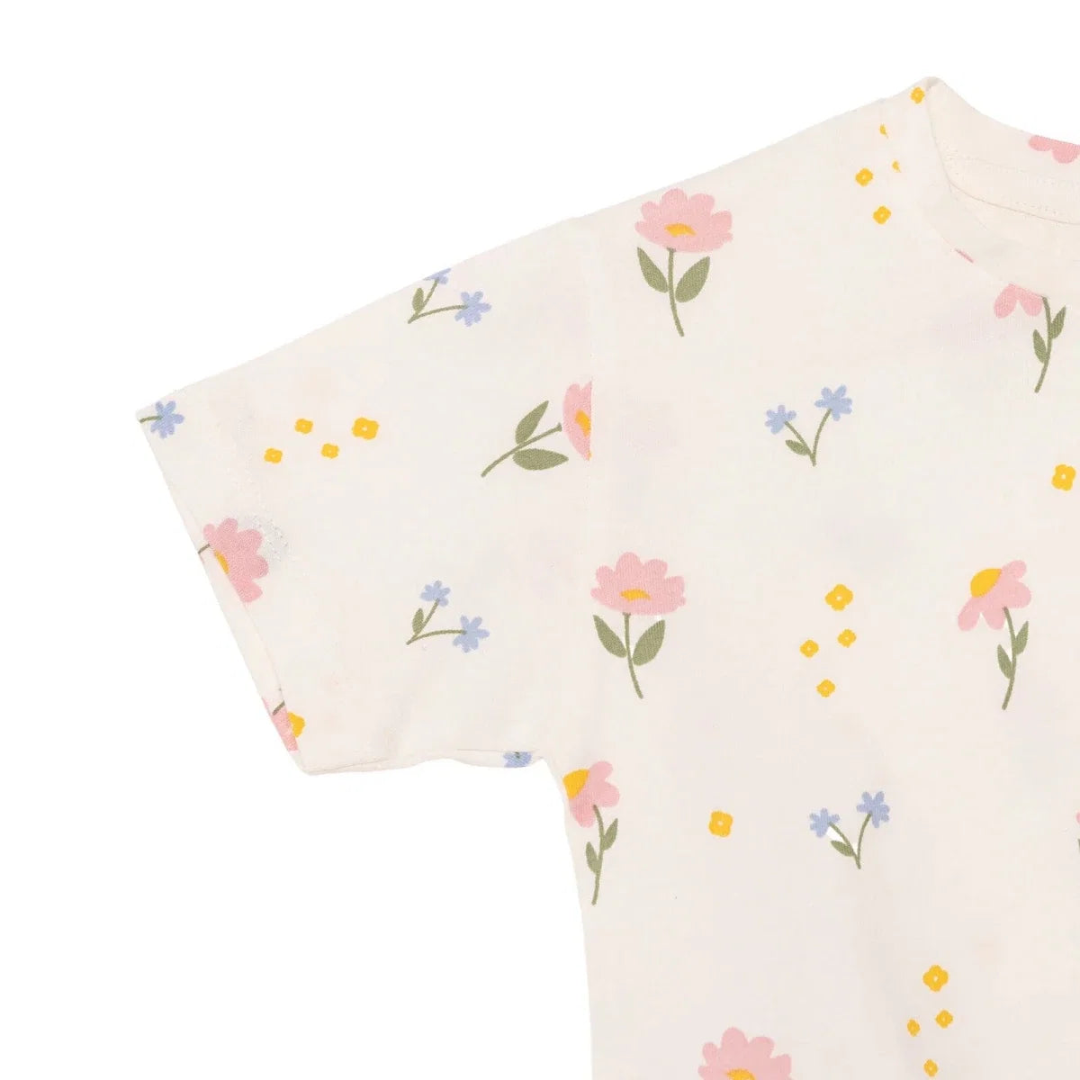 HelloBaby Girls Blouse & Leggings Set Floral Print Flower Garden Crew Neck Full Length Short Sleeve - Ecru Printed