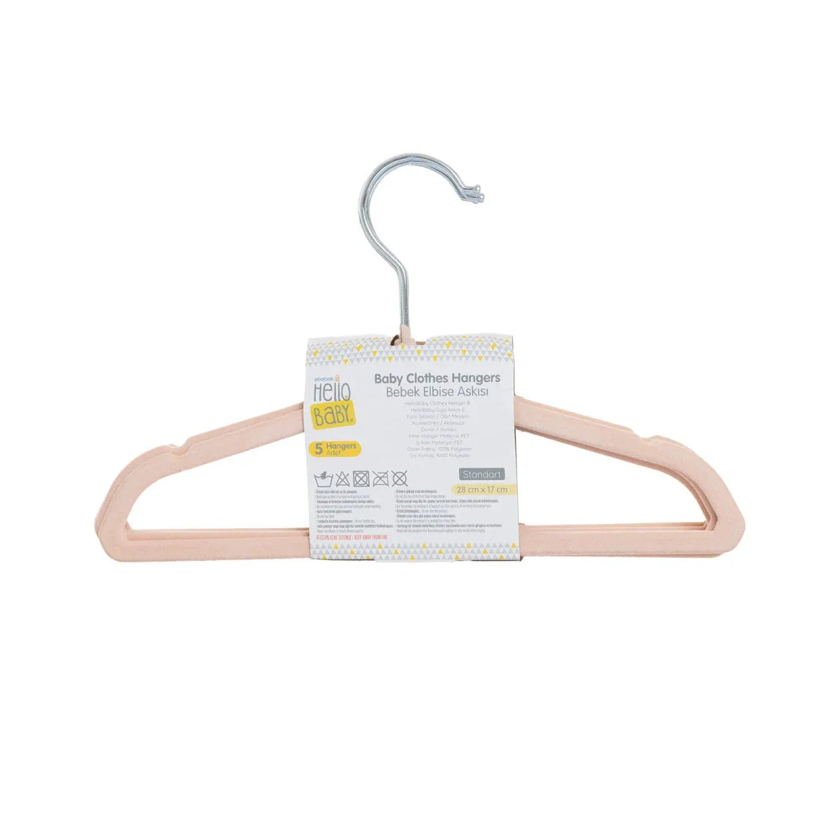 HelloBaby 5 Pack Velvet Baby Clothes Hangers - Soft Pink