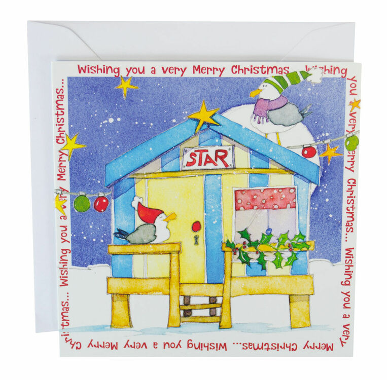 Emma Ball Christmas Cards  beach huts  pack 6