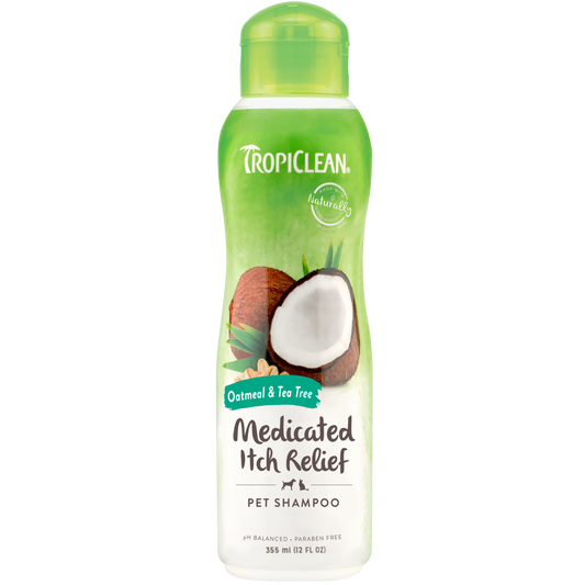 TropiClean Medicated Anti Itch Oatmeal and Tea Tree Shampoo for Pets 355ml