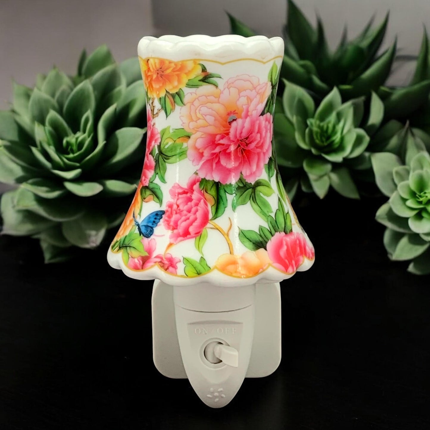 8 INCH FLORAL LED NIGHTLIGHT ORANGE AND PINK